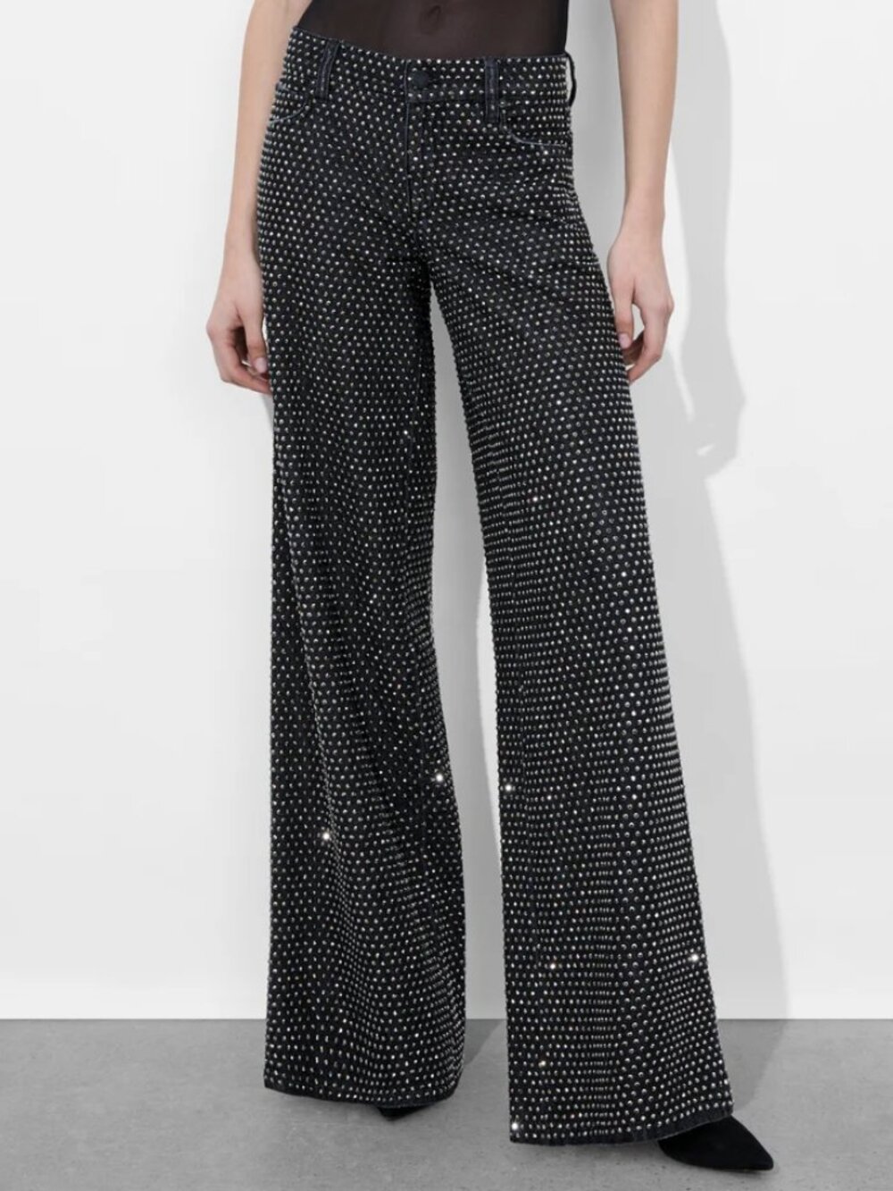 Alice + Olivia Trish Charcoal Studded Jeans 27